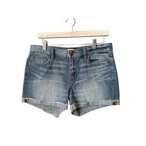 J CREW Liza Cuffed Denim Jean Shorts Frayed Hem Size 28